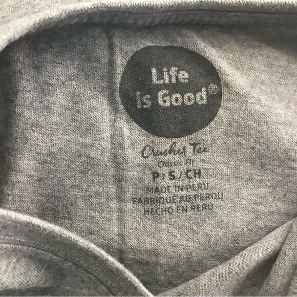 Life Is Good Womens Crusher Tee T Shirt Size Small Gray Dog Beer Best Friend - Picture 5 of 6
